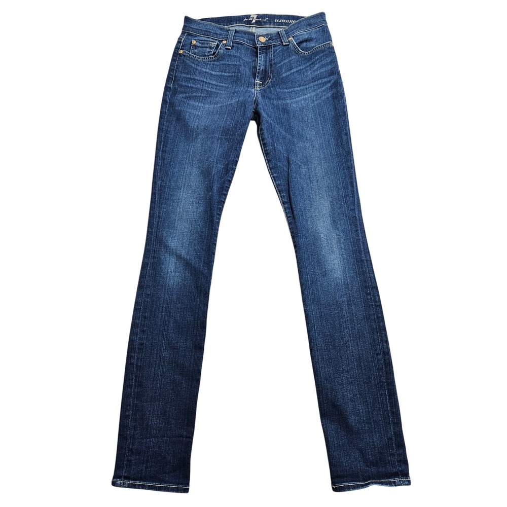 7 For All Mankind Jeans 25 Dark Blue Roxanne Slim Straight Stretch